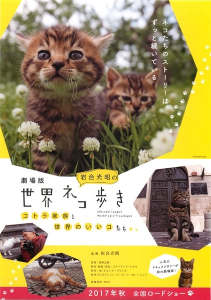 劇場版岩合光昭の世界ネコ歩き コトラ家族と世界のいいコたち (2017) original Japanese theatrical chirashi flyer