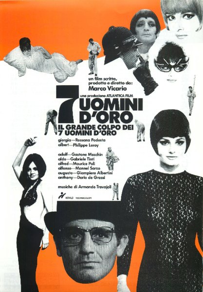 IL GRANDE COLPO DEI SETTE UOMINI D'ORO (1966) original Japanese theatrical chirashi flyer