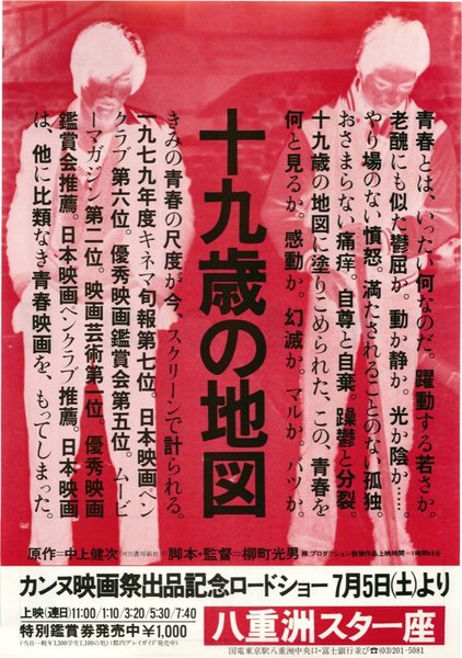 十九歳の地図 (1979) original Japanese theatrical chirashi flyer